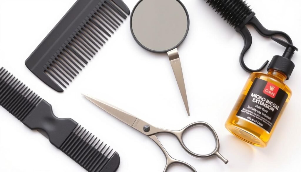Essential tools for hair styling with micro ring extensions