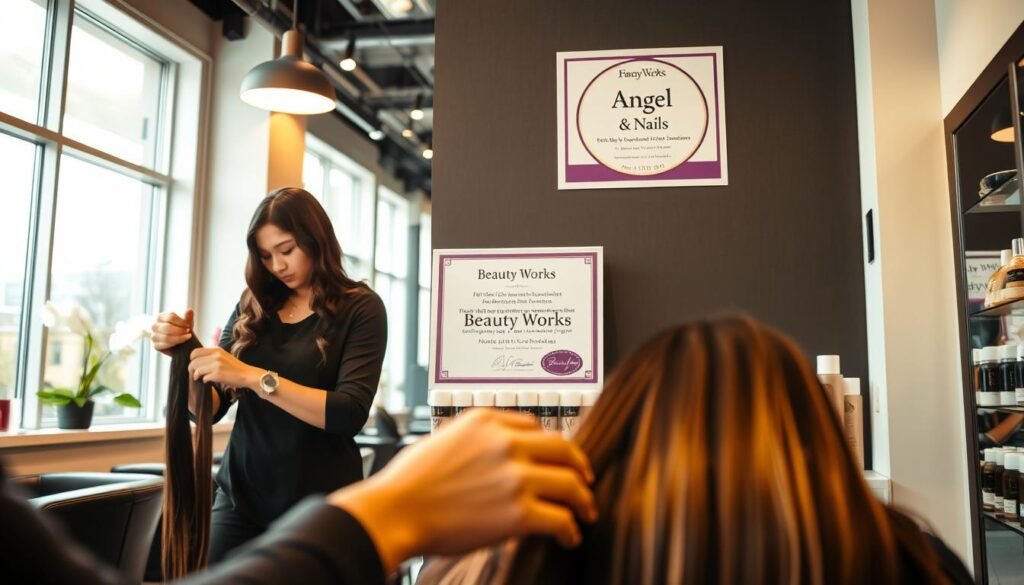 accredited hair extension training at Beauty Works certified salon